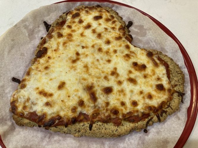 gluten-free valentine heart pizza