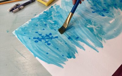 Snowflake Crayon Resist Watercolor