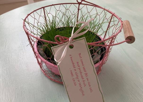 easter basket with natural grass